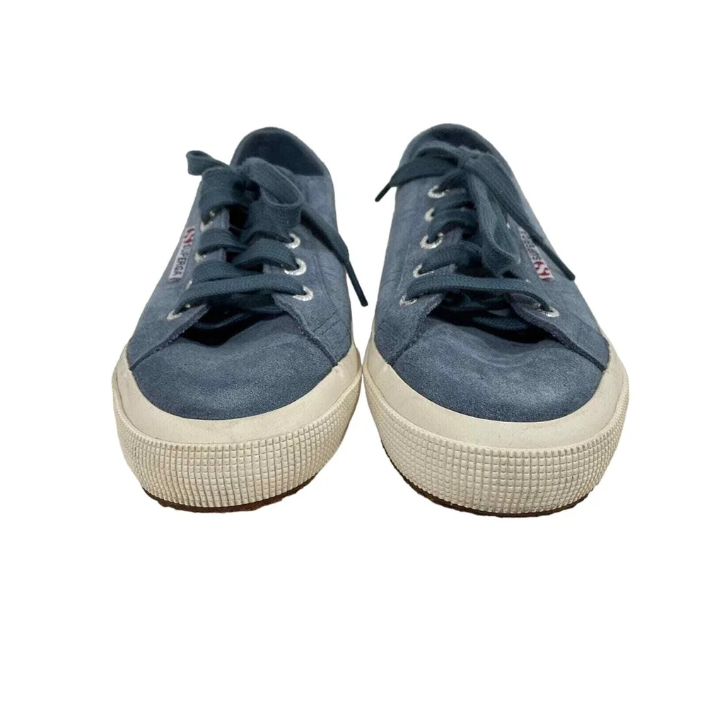 Superga Low Top Blue Suede Leather Lace-Up Sneakers USA W6 M4.5 Unisex